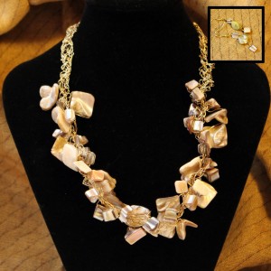 Seashell soft necklace and earring set