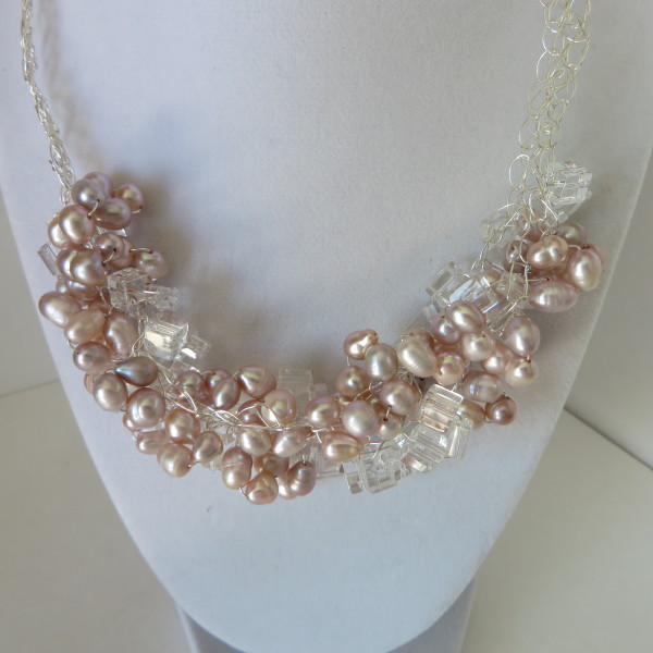 Pink Pearls and Crystals Necklace