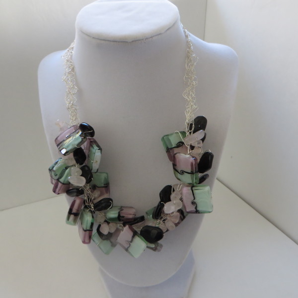 Pink, Green & White Necklace