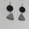 Earrings - midnight black and  triangle black and silver stripes.