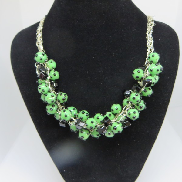 Kelly Green with Black Necklace