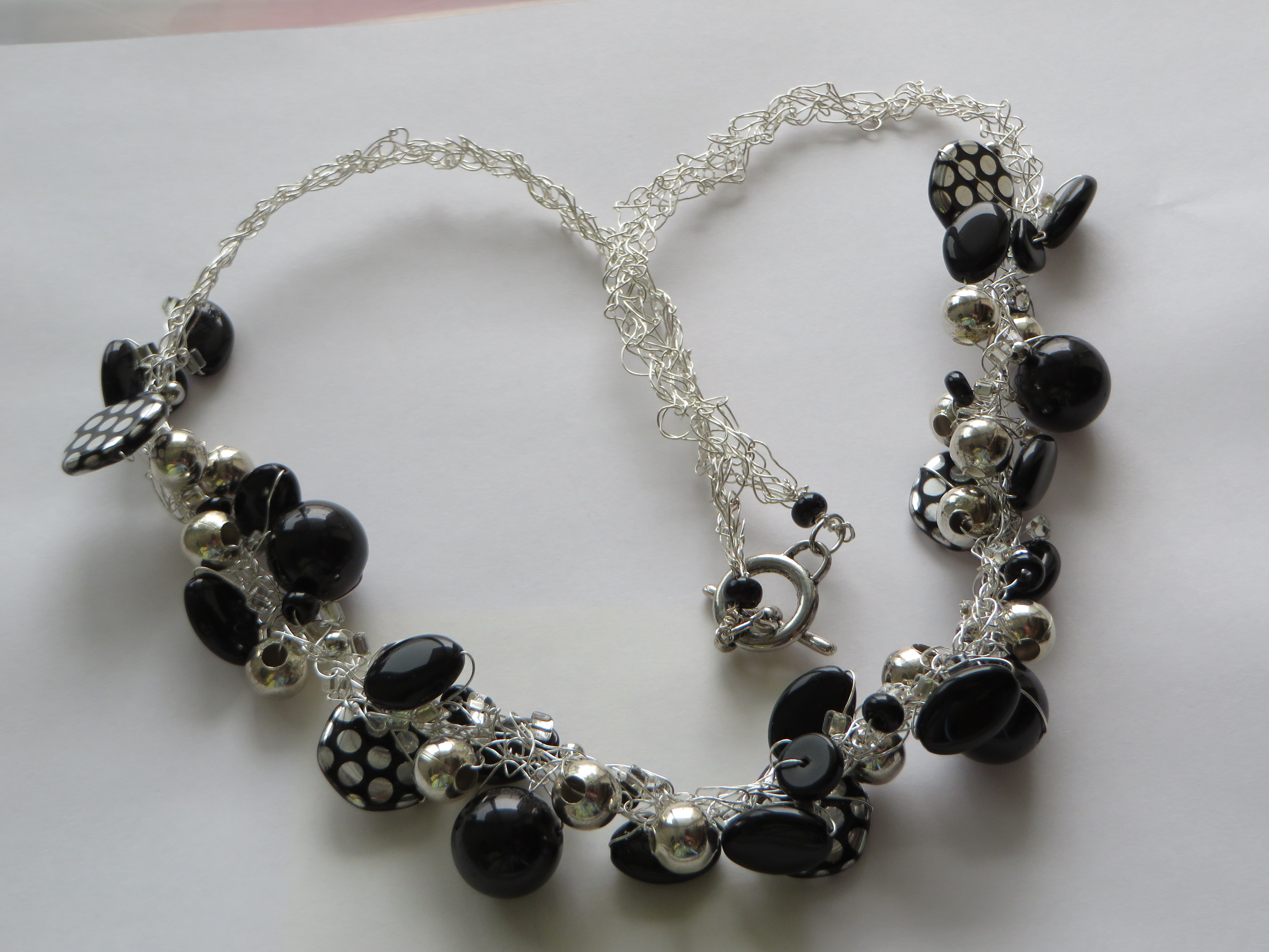 Silver and Black Necklace & Earrings | Janell Jewellry
