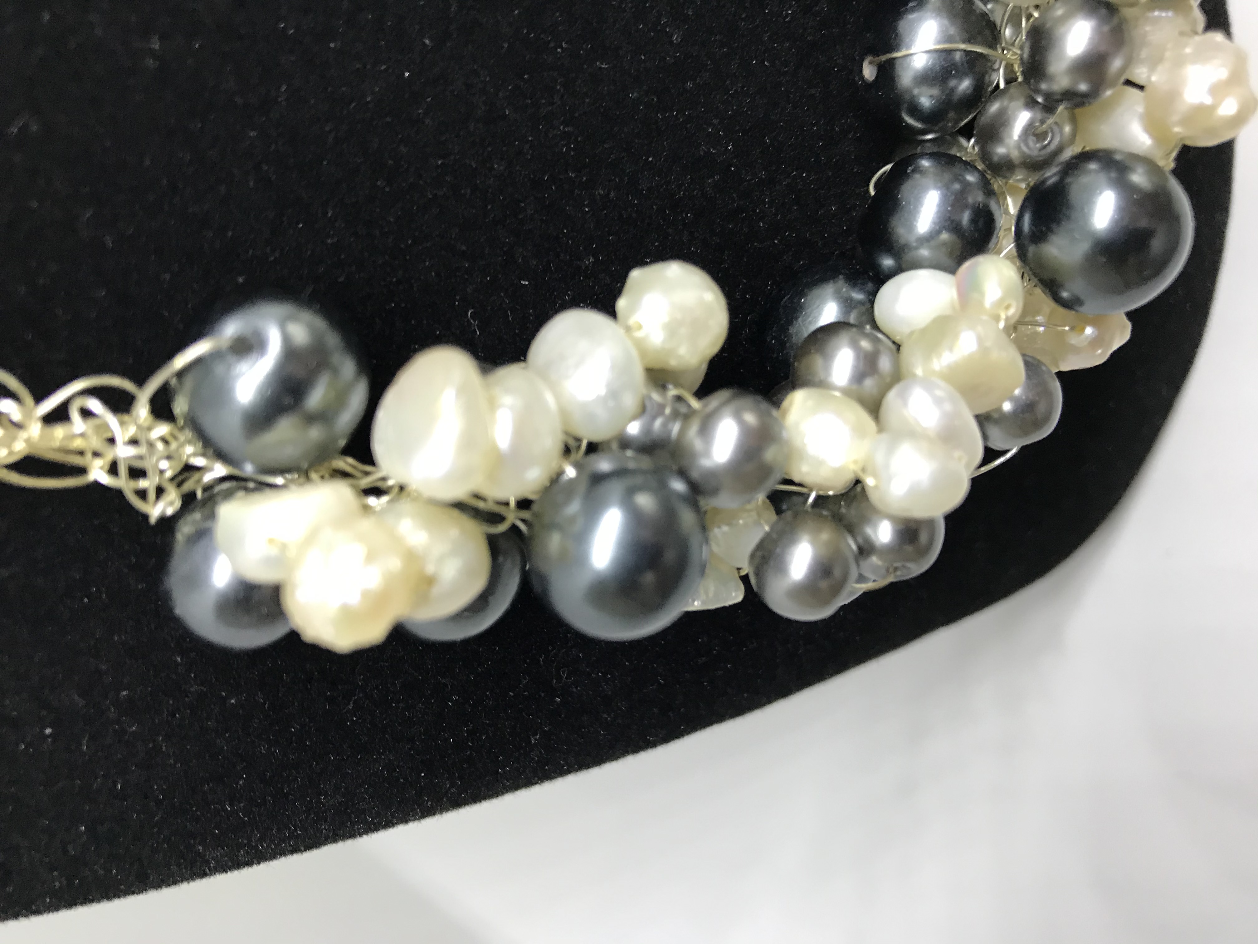 A White, Black and Grey Pearl Necklace & Earrings | Janell Jewellry